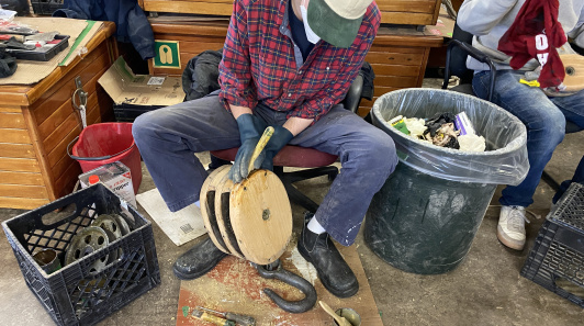 A man scraping 