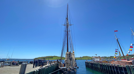 The ship is positioned at the Fisheries Museum of the Atlantic, Finger Piers